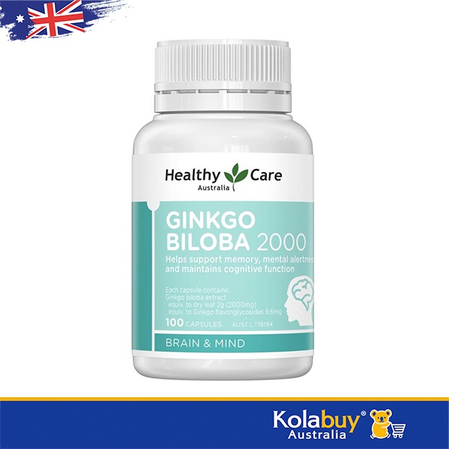 Viên uống bổ não Úc Healthy Care Ginkgo Biloba 2000mg 100 viên