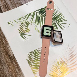 Combo ốp kính cường lực 9H và dây silicon Apple Watch, đồng Hồ Thông Minh iWatch 1/ 2/ 3/ 4/ 5 38mm 40mm 42mm Hana Case