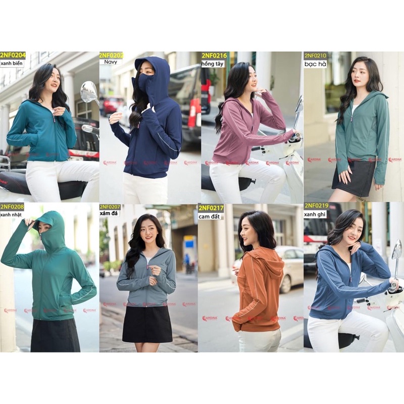 Áo Chống Nắng Nữ 𝐂𝐀𝐑𝐃𝐈𝐍𝐀 2 Lớp Chất Thun Lạnh Nhật Cao Cấp Viền Thể Thao Chống Tia UV 2NF02