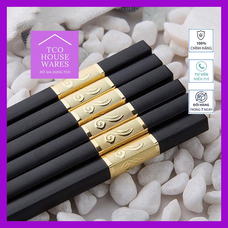 Combo 30 đôi đũa mạ vàng hợp kim hàn quốc - chống mốc - chịu nhiệt tốt