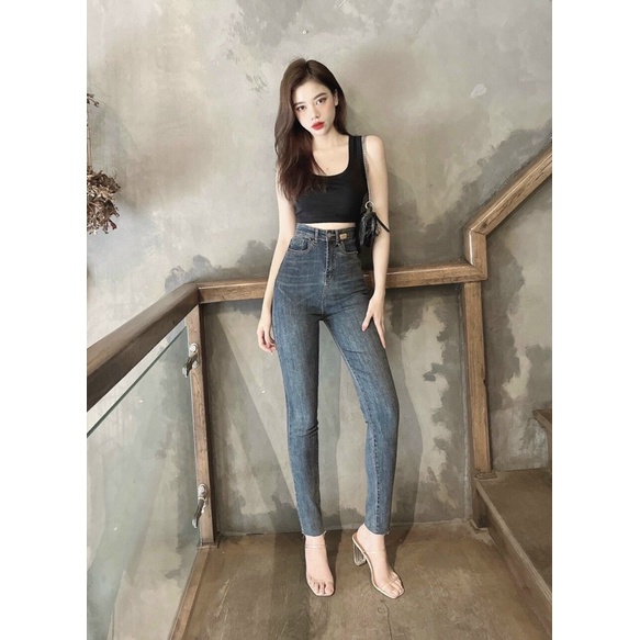 Quần jean nữ lưng cao quần jeans ôm co giãn cao cấp phong cách Hàn quốc Tulibs DN10