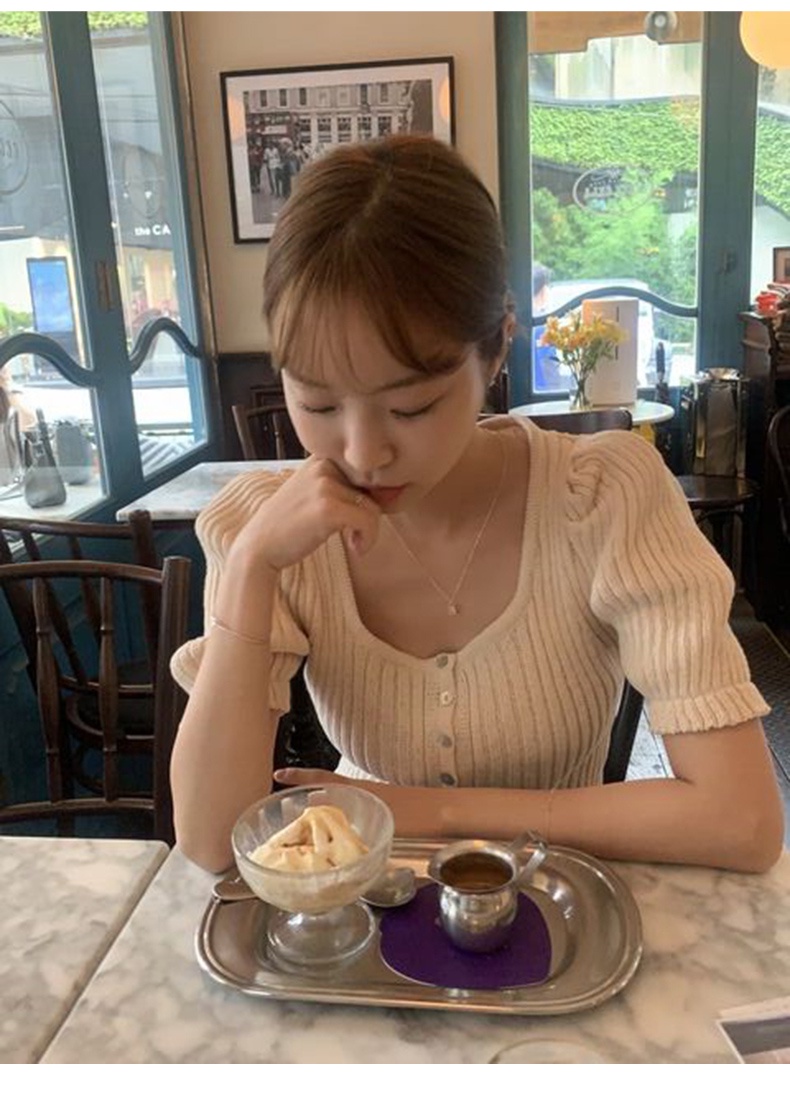 53816 Áo Dệt Kim Tay Ngắn Phồng