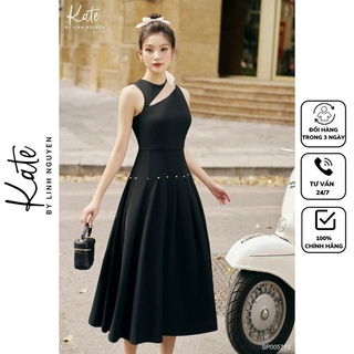 Váy đen khoét cổ đính hoa 5713 thời trang thiết kế Kate by Linh Nguyen