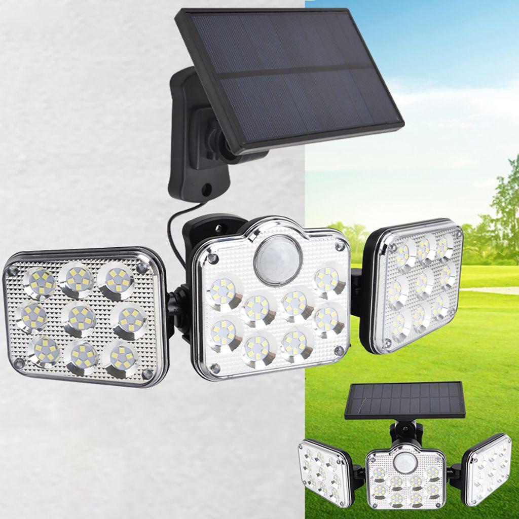 1 Đèn Led 3 Đầu Cảm Biến Góc Rộng Sử Dụng Năng Lượng Mặt Trời