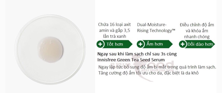 [ Có sẵn] Tinh Chất Dưỡng Ẩm Sâu, Phục Hồi Da Mụn Innisfree Green Tea Seed Serum