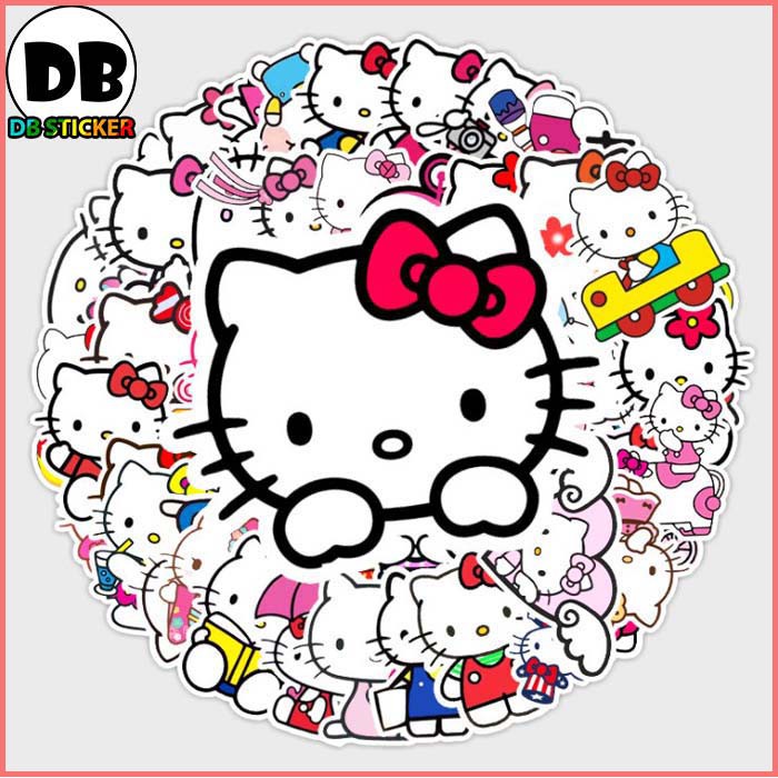 [Set 52 Cái] Sticker chủ đề Hello Kitty cute dán trang trí laptop, mũ nón bảo hiểm, vali, xe tay ga, ván trượt - DB.023