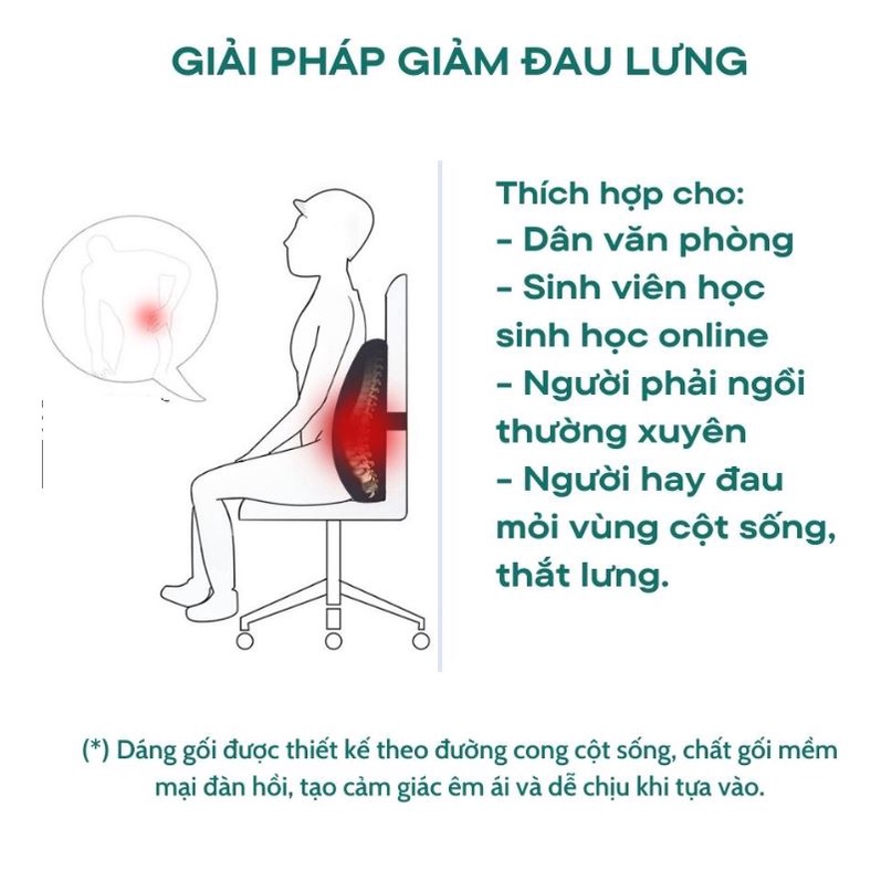 Gối tựa lưng ghế ngồi làm việc, tựa lưng cho bé ngồi học, tựa lái xe oto giảm đau lưng nhiều màu cho ghế văn phòng,