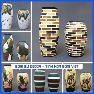 Lọ hoa uyên ương, bộ 2bình hoa 9 màu men - gốm sứ decor