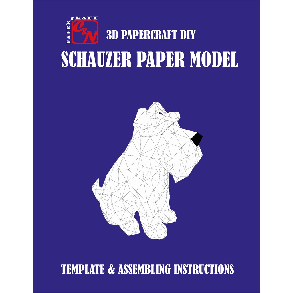 Mô hình giấy 3D|Chó Schnauze|Trang trí bàn làm việc|Papercraft 3D|The Schnauzer |Desk Decor|Low poly