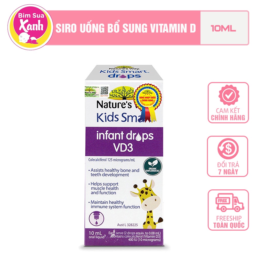 Siro uống cho bé -Nature's Way Kids Smart Infant Drops VD3 Bổ Sung Vitamin D Cho Bé 10ml