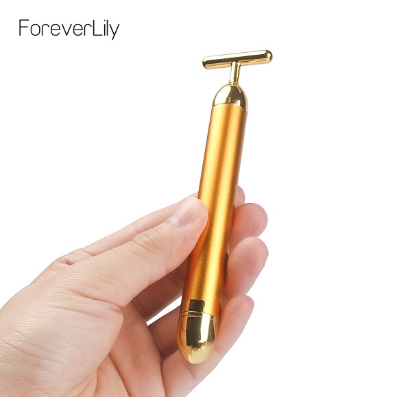 Foreverlily Thanh lăn mát xa mặt foreverlily mạ vàng 24k chế độ rung nâng cơ mặt làm săn chắc da