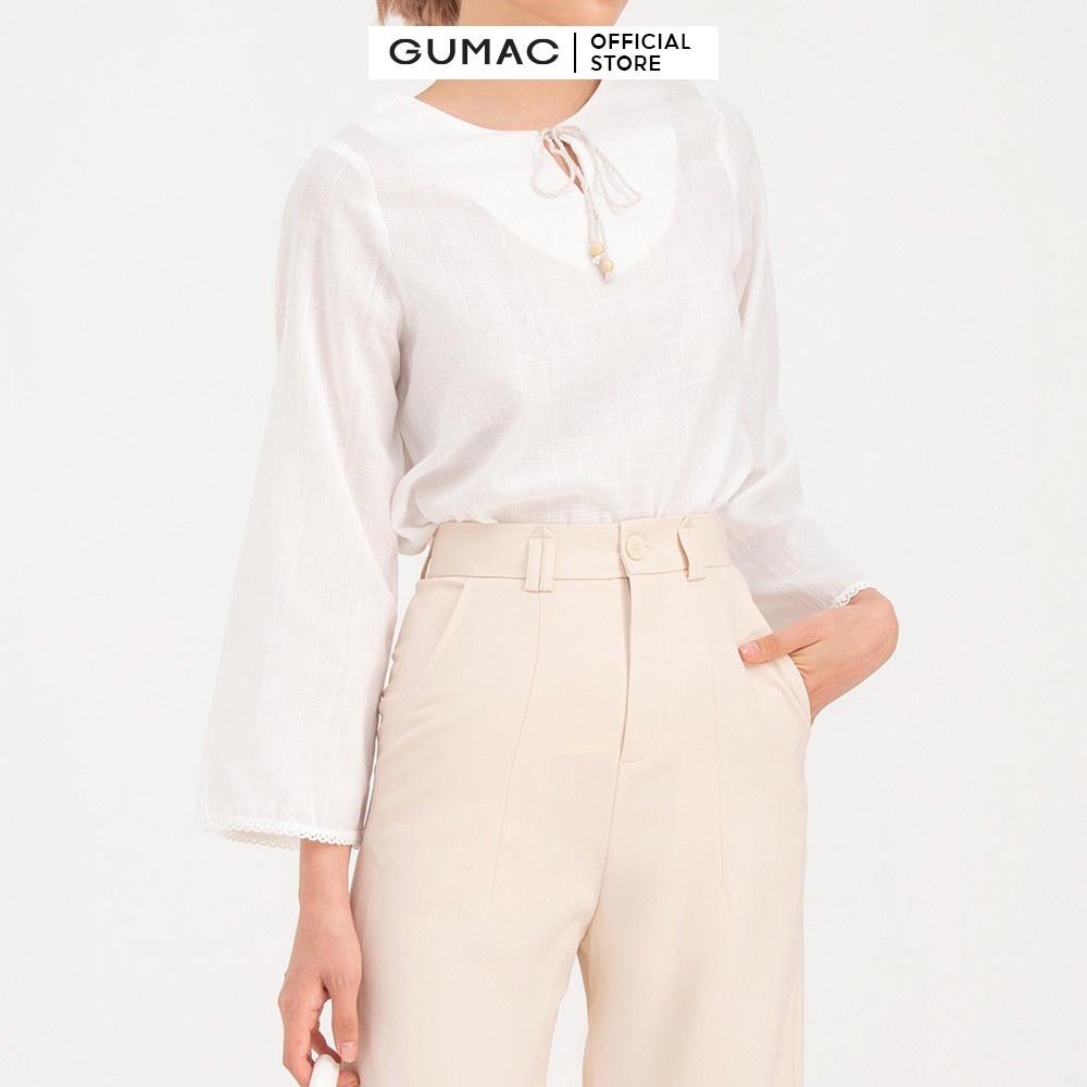 Áo sơ mi nữ buộc dây tay loe GUMAC AB739