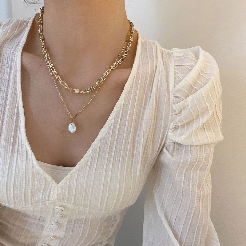 Vòng Cổ Nhiều Lớp Đính Ngọc Trai Thiết Kế Độc Đáo Thời Trang
