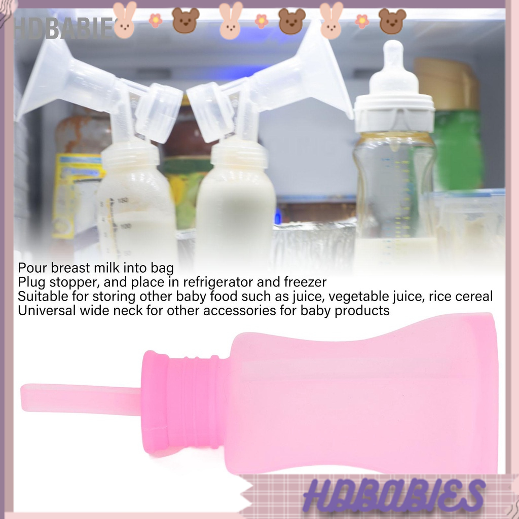HDbabies Túi trữ sữa silicone có thể tái sử dụng Ngăn đông Nước trái cây chống rò rỉ đựng 160ml