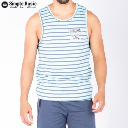 Áo thun ba lỗ nam Simple & Basic, thun co giãn, mềm mại, thoáng mát, màu sọc
