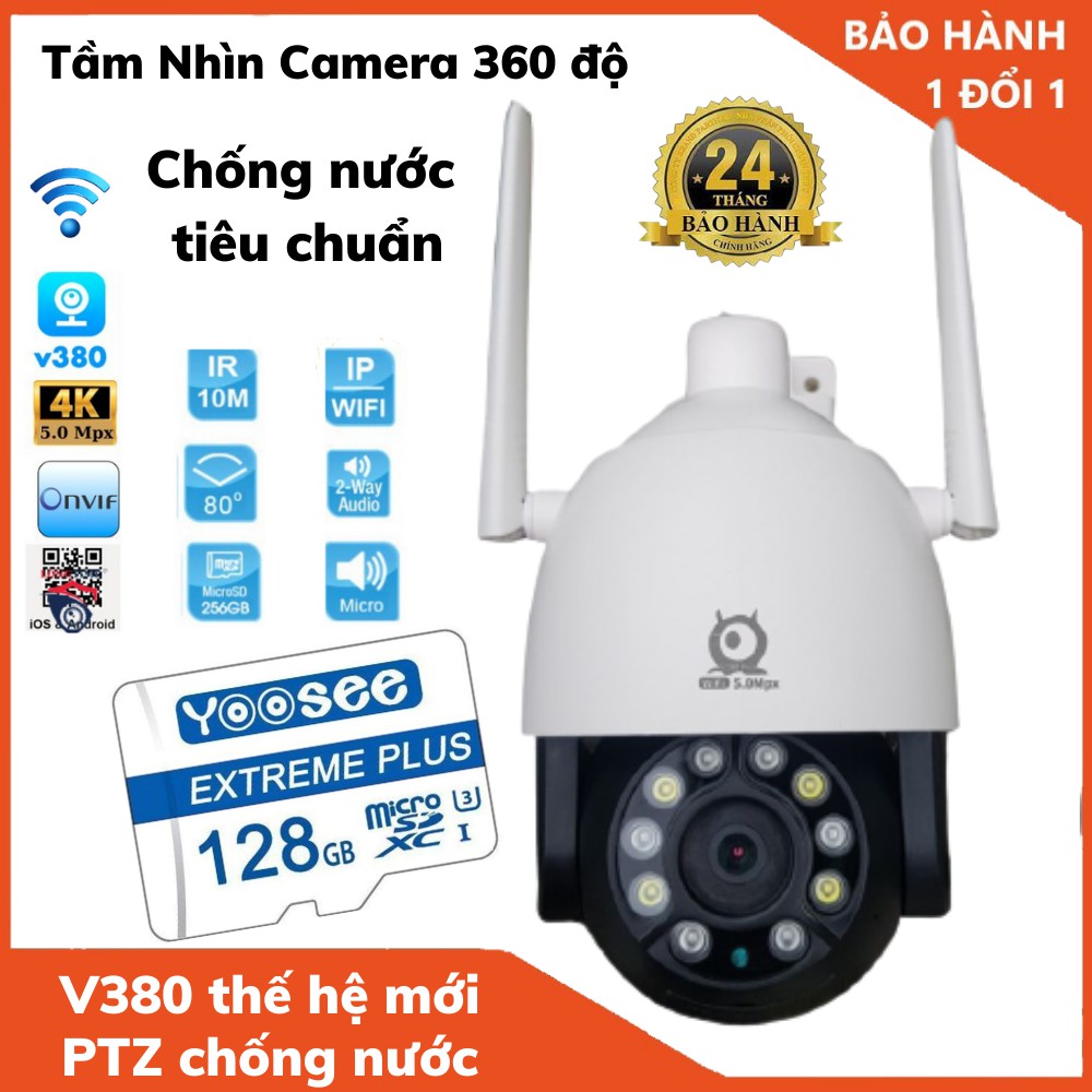 Camera Wifi - Camera ngoài trời v380 - Full hd hiển thị 5.0 mpx Kèm thẻ nhớ chính hãng