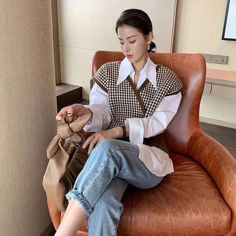 NZN Áo khoác cardigan dệt kim cổ chữ V phong cách retro Hàn Quốc cho nữ