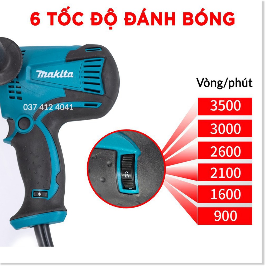 Máy đánh bóng ô tô Makita GV6010 - KÈM Bông chà nhám | may danh bong oto, xe may mini, cầm tay mới