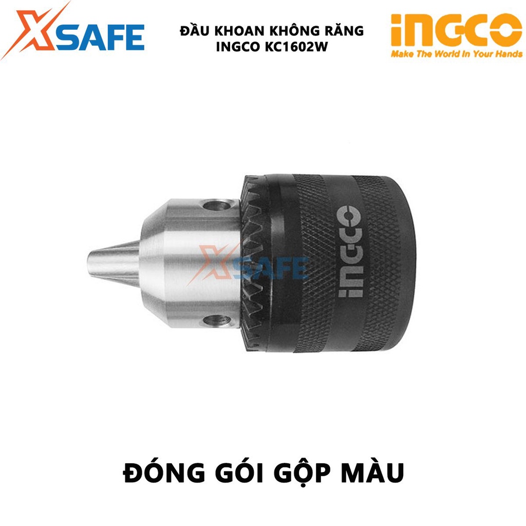 Đầu khoan không răng INGCO KC1602W 16mm 3-16mm, không răng cưa B18, kèm 1 khóa vặn 80mm