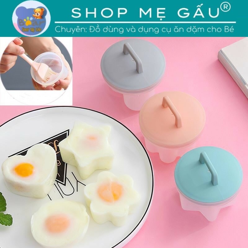 Khuôn hấp bánh, trứng, đồ ăn, làm caramen/pudding/flan/thạch (Sét 4c) kèm chổi quét silicon chống dính cho bé