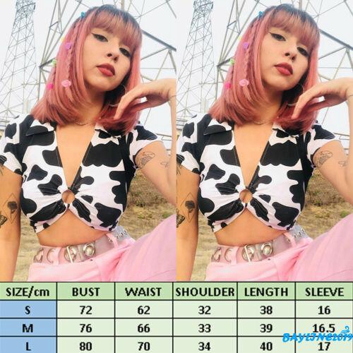 Áo cúp ngực ngắn tay họa tiết da bò sữa xinh xắn thời trang cho nữ