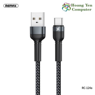 Cáp Sạc TYPE C Remax RC-124a (Dây Dù Chông Đứt cho ANDROID Dài 1M) - BH 3 tháng 1 đổi 1 (MÀU SẮC NGẪU NHIÊN)