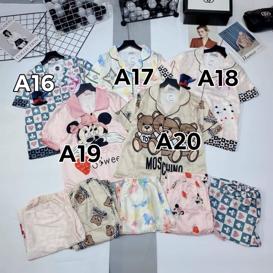 Bộ pijamaz lụa áo cộc quần dài xinh xắn (kèm ảnh thật và video)
