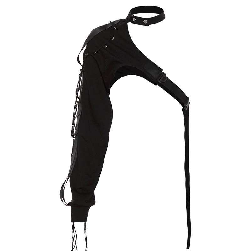 DUNEA Áo Trễ Vai Phối Dây Thắt Thời Trang Đường Phố Cá Tính