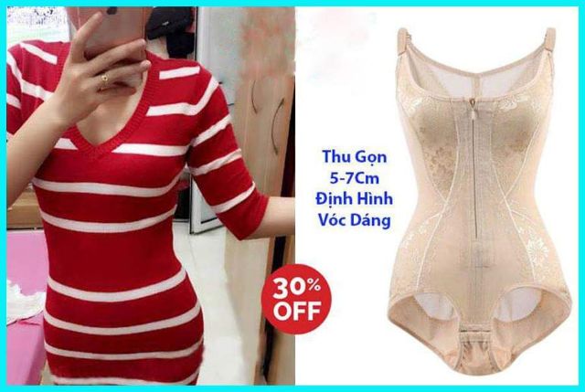 Áo gen định hình triệt tiêu mỡ liền thân kéo khóa