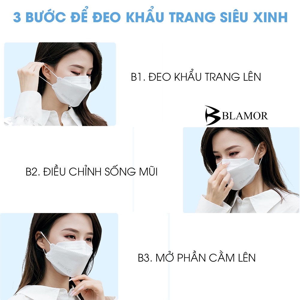 Khẩu trang 4 lớp Blamor màu trắng thời trang B711 trắng