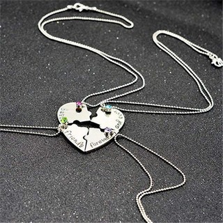 Bộ 4 Dây Chuyền Tình Bạn Mặt Nửa Trái Tim Ghép Đôi Khắc Chữ Best Friend Đính Đá Pha Lê