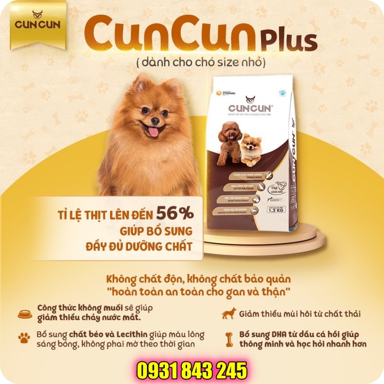 Thức ăn cho chó CunCun Plus  | Dạng hạt khô 100% Organic | Tiêu chuẩn Mỹ