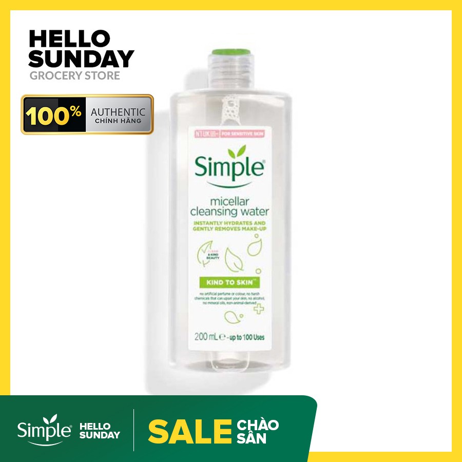 Combo Simple Chăm Sóc Da Nhẹ Dịu: Tẩy Trang + Sữa Rửa Mặt + Nước Hoa Hồng | BigBuy360 - bigbuy360.vn