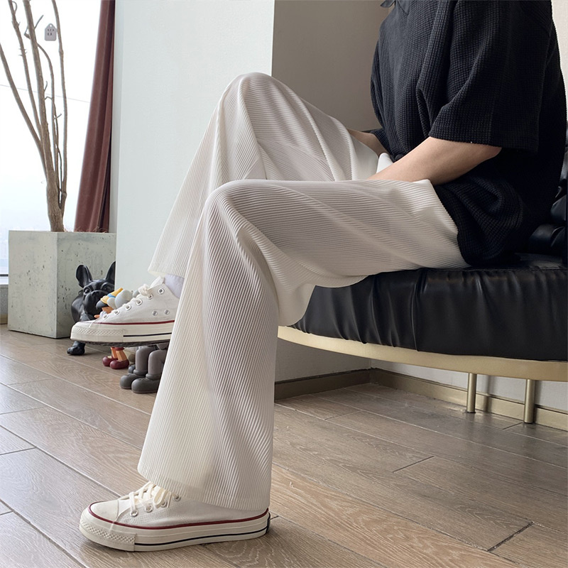 Quần Baggy Lụa Lạnh Mỏng Ống Rộng Màu Trơn Thời Trang Retro Cho Nam | BigBuy360 - bigbuy360.vn
