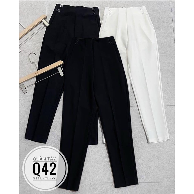 (60-90kg) MINSTORE BIGSIZE Quần tây Q42 Màu sắc: đen - trắng🧶Chất liệu: vải tuyết mưa