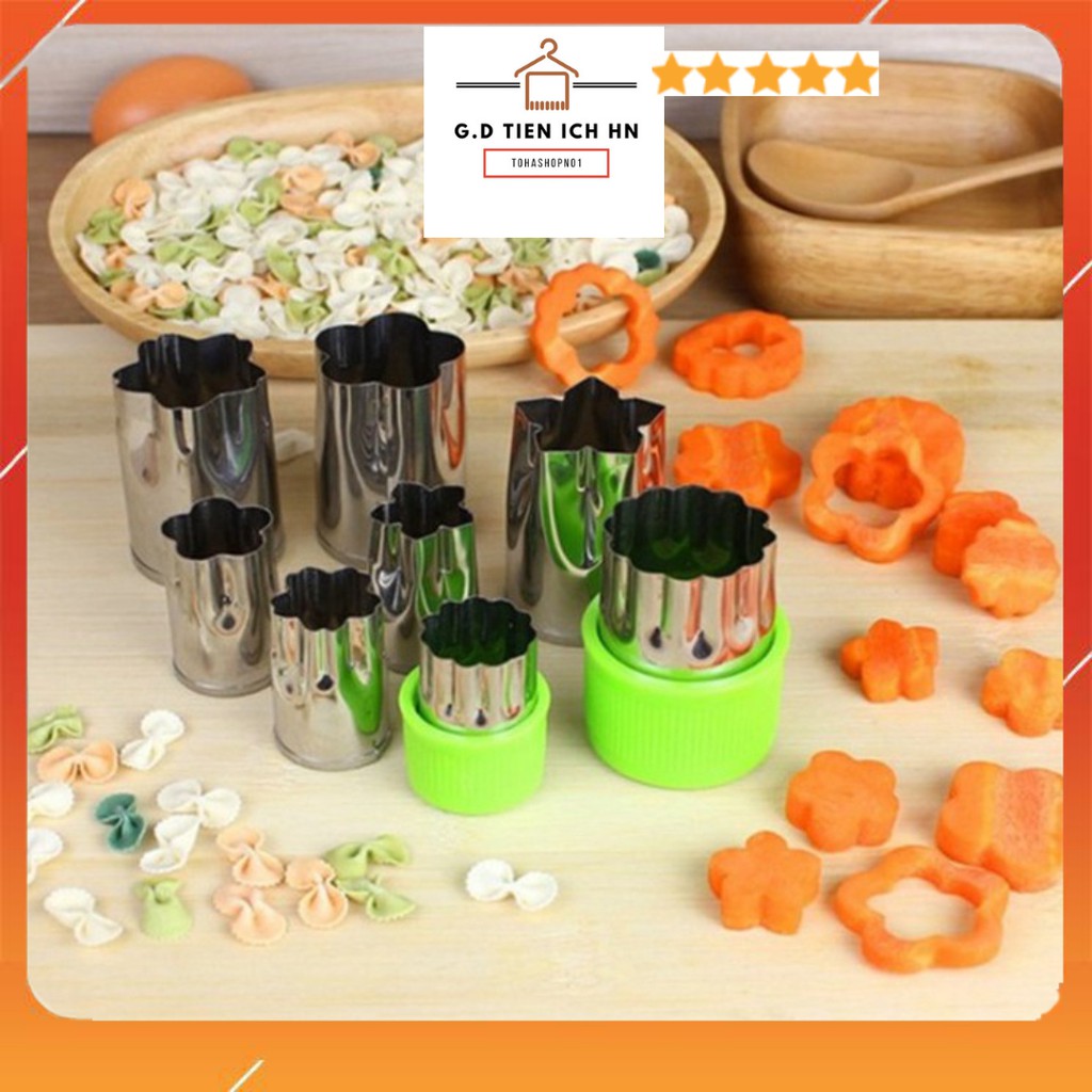 Bộ khuôn cắt tỉa rau củ hình hoa 8 món