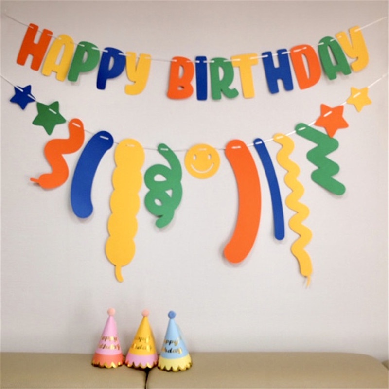 Set Chữ Happy Birthday Vải Nỉ Phong Cách Hàn Quốc