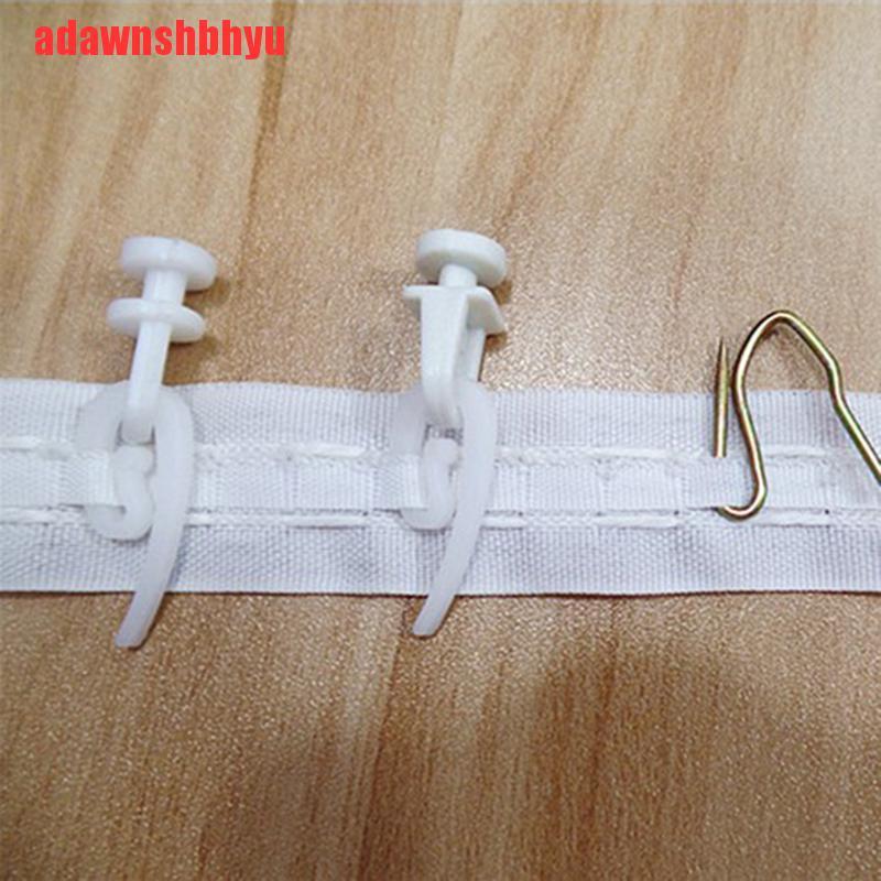 [adawnshbhyu]Plastic 100PCS White Plastic 6 shape Window Curtain Pleat Hooks Hanging Hooks