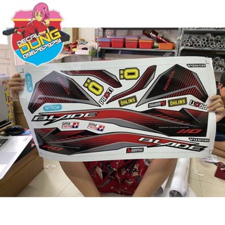 tem rời dán xe wave blade 110 đỏ đen mới