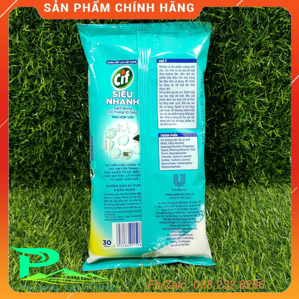 Khăn ướt CIF lau bề mặt diệt khuẩn - gói 30 miếng - Khăn ướt lau vật dụng diệt khuẩn