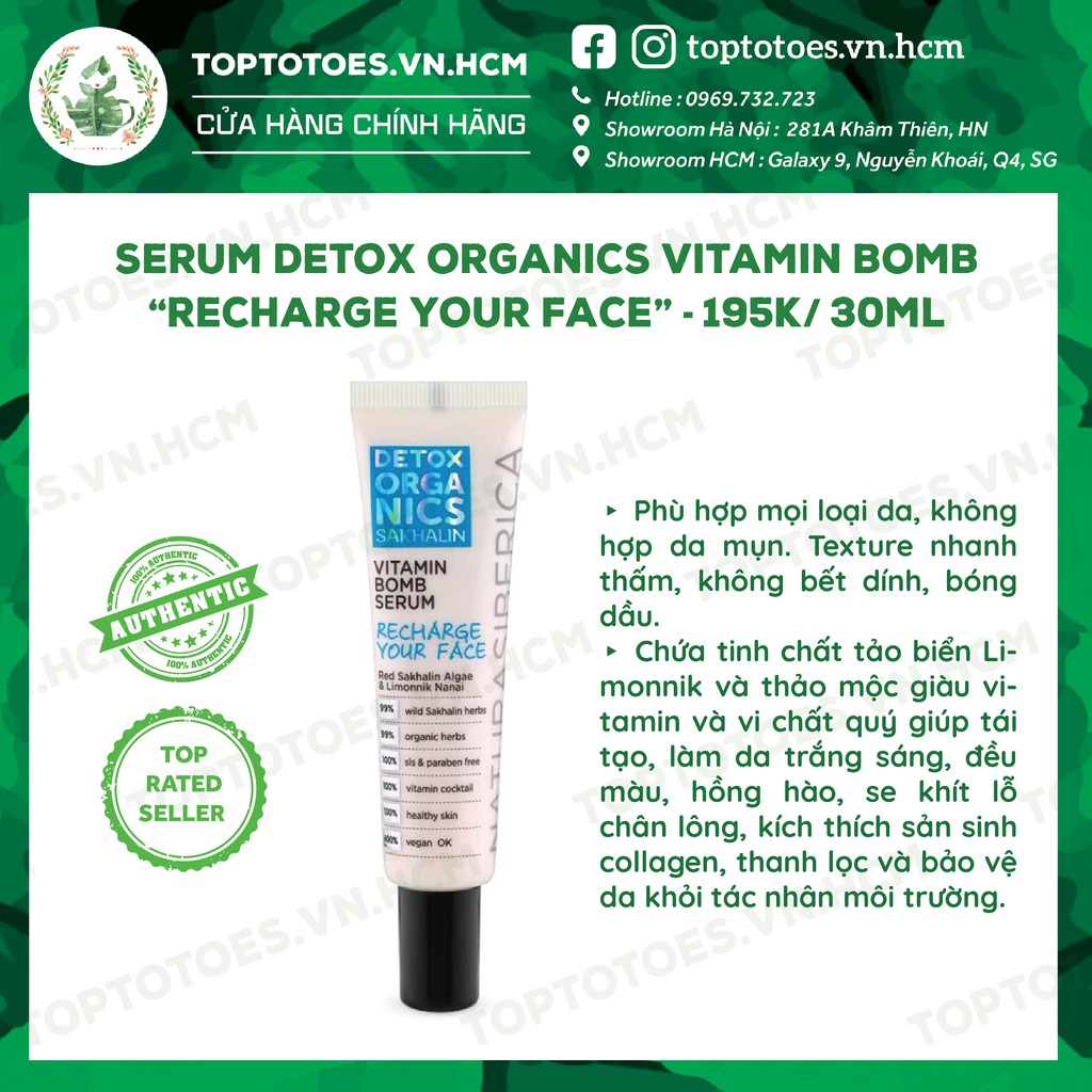 [Date SALE] Serum Detox Organics Vitamin Bomb “Recharge your face” phục hồi, dưỡng da sáng hồng, căng bóng