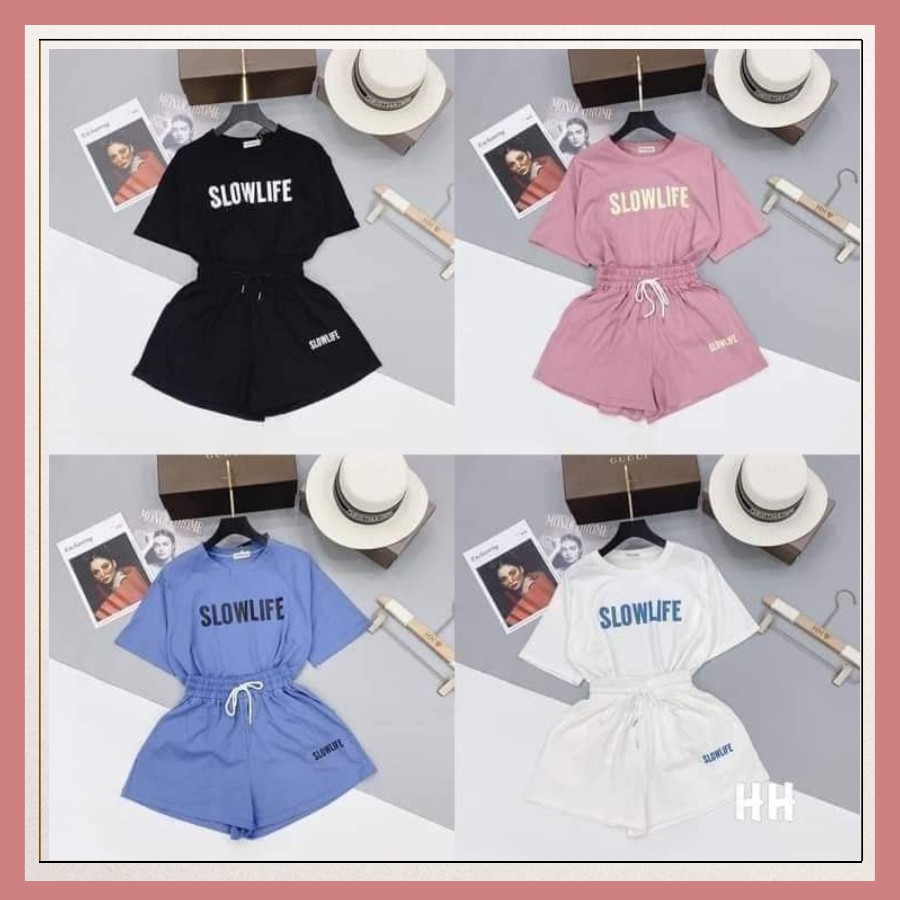 Sale Set Đồ Nữ Cá Tính Đi chơi, Đi Ngủ Sang Chảnh Mùa Hè Chất Thun Đẹp  🔥FREESHIP+ GIÁ SỈ🔥Set Bộ Nữ SLOWLIFE Năng Động