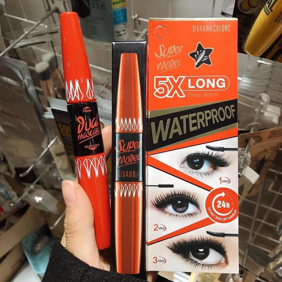 Mascara nối mi 2 đầu Super Model 5X Long Deep Black Warterproof