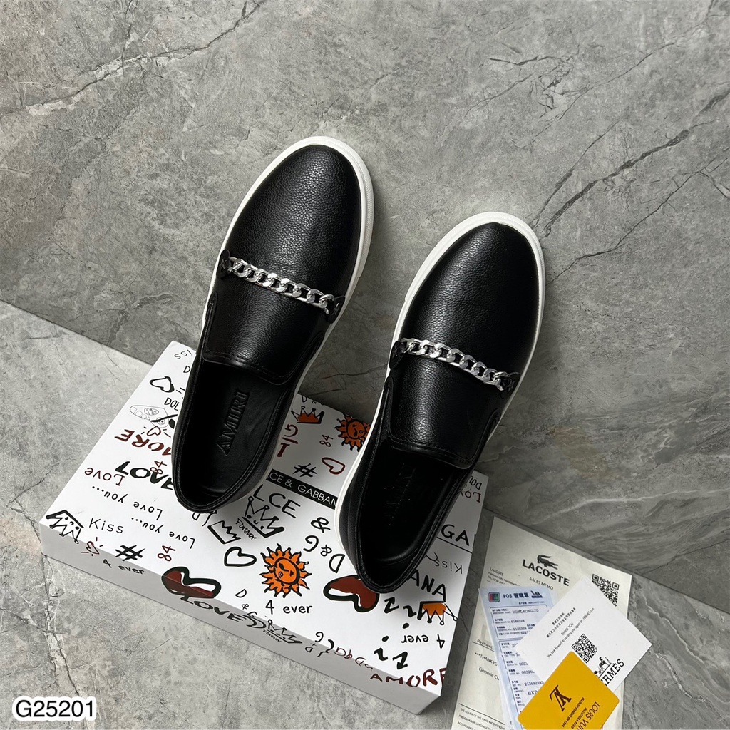 Giày Slipon Amiri Nam Đen Nhăn Siêu Đẹp - Giày Amiri Nam Xích Ngang Cực Chất