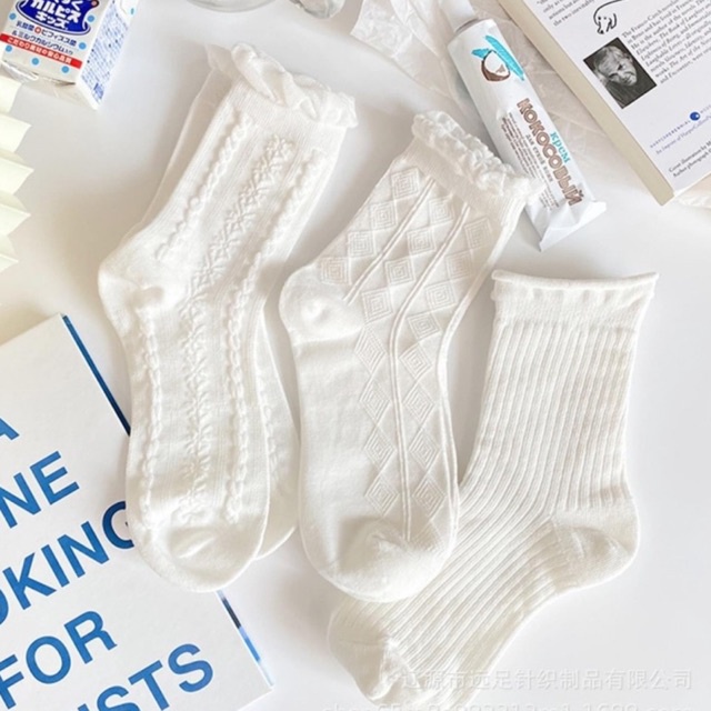 Vớ cổ cao lolita nữ tất ren cotton thời trang đẹp kháng khuẩn khử mùi thấm hút mồ hôi tốt MONEY VC026