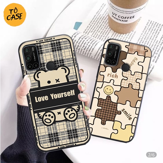 Ốp lưng Vsmart Joy 4 in hình Gấu & trái tim ngộ nghĩnh, đáng yêu, chất liệu ốp in cao cấp chống trầy xước