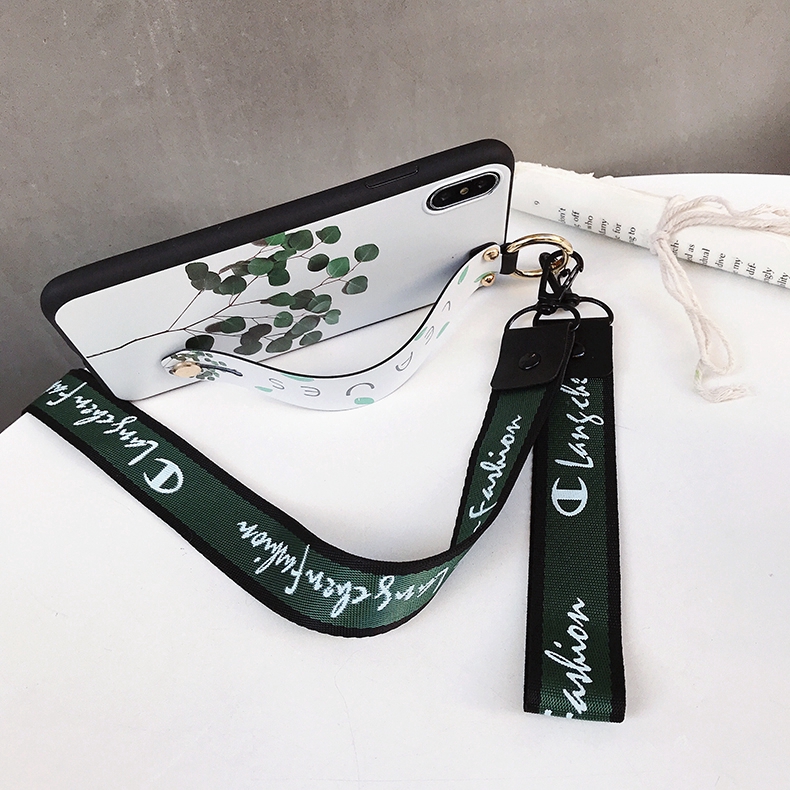 Ốp điện thoại họa tiết nhành hoa có dây đeo cổ và cổ tay cho iPhone 12 mini 6/6s 6plus/6splus 7/8 7plus/8plus X XS XR XSMax | BigBuy360 - bigbuy360.vn