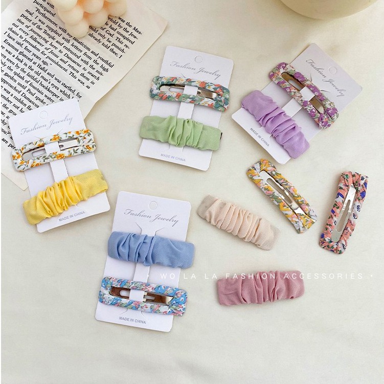 Kẹp Tóc Họa Tiết Hoa Màu Trơn Ngọt Ngào Thời Trang Mới 2021