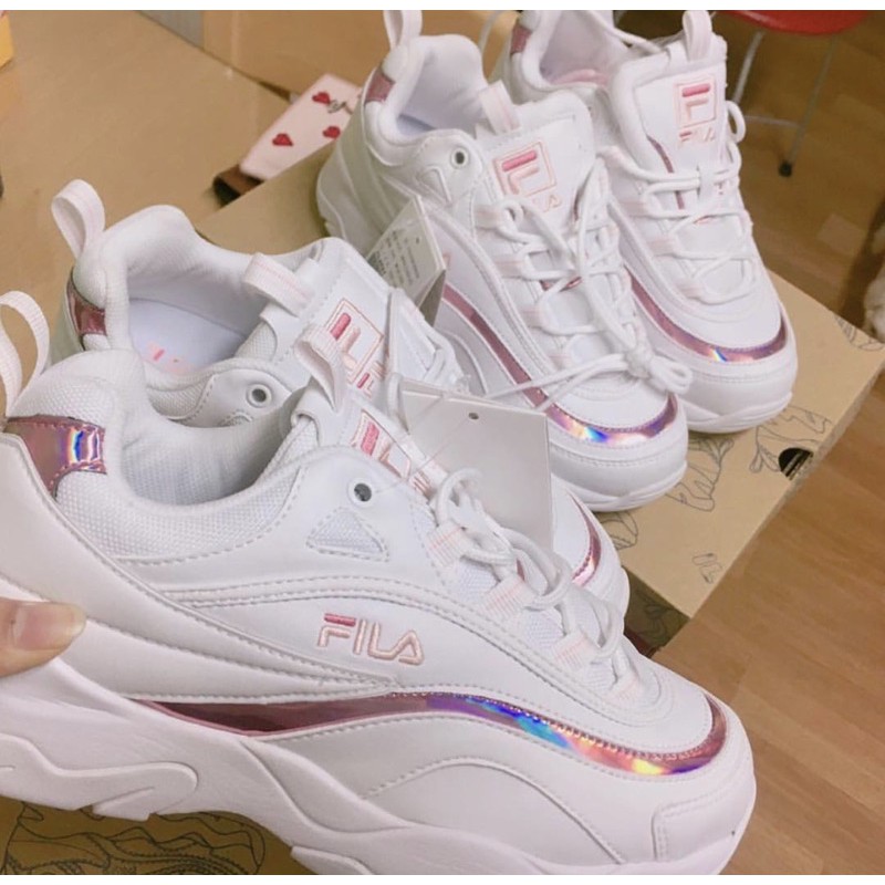 Giày Sneaker Thể Thao Nữ Fila Ray Hologram Shiny  Pink/White