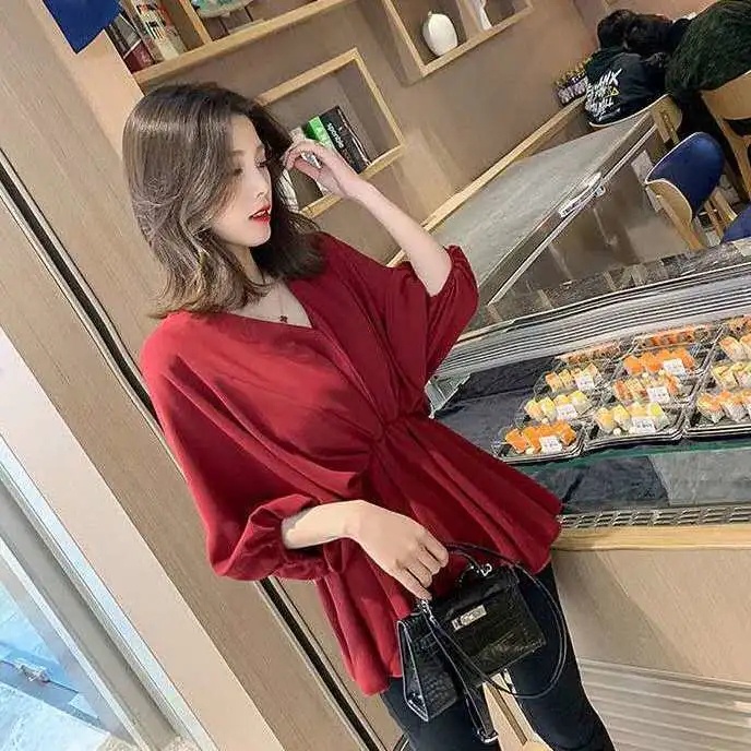Áo Sơ Mi Tay Lửng Cổ Chữ V Màu Trơn Cỡ Lớn 42-115KG C8389